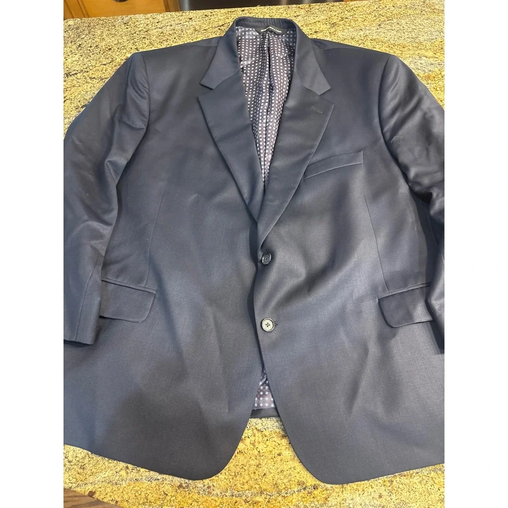 Coppley Mens Navy Blue 100% Wool 2 Button Blazer Sport Coat Size 52S M71888